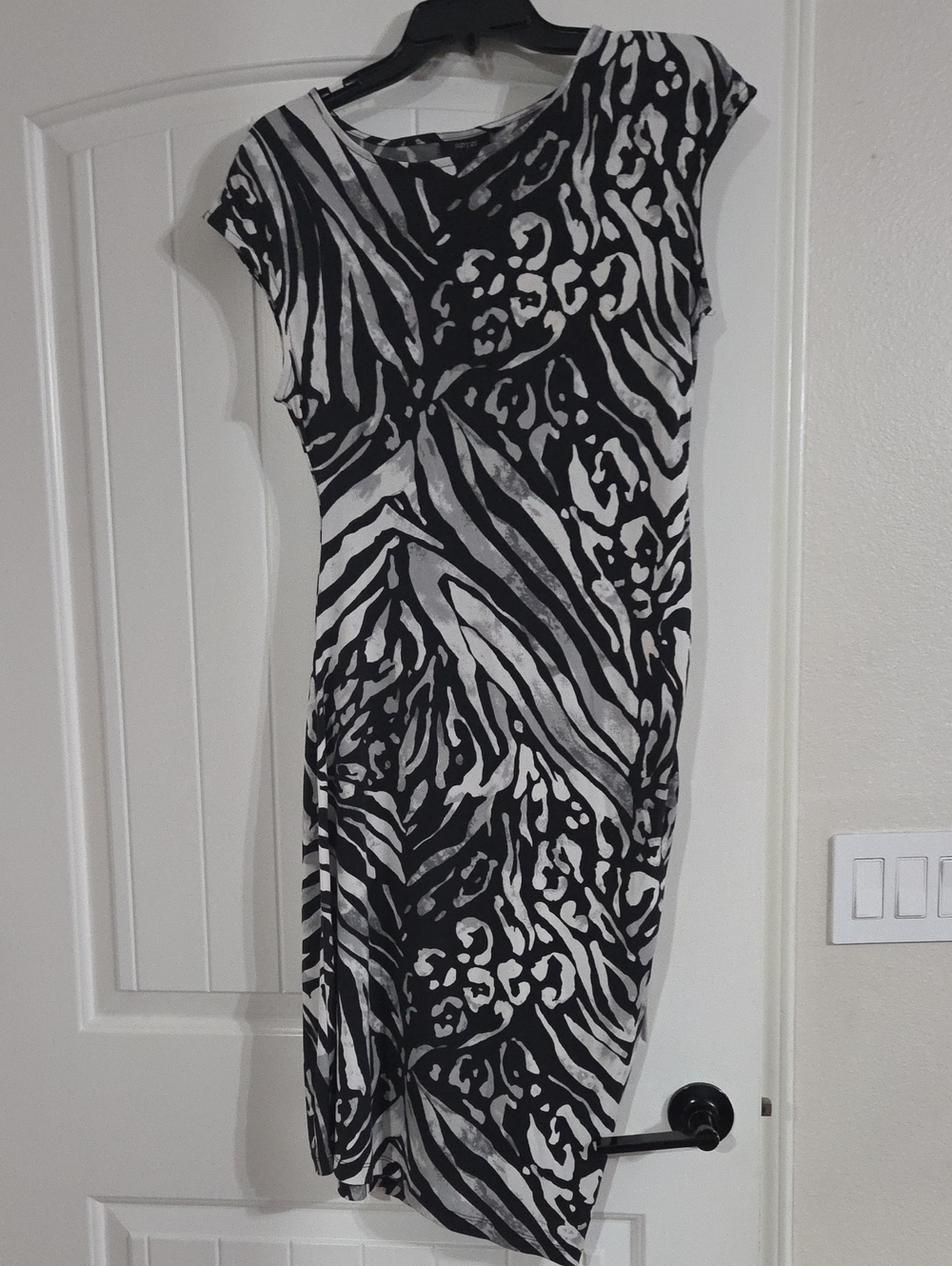 Apt. 9 Black and White Animal Print Midi Dress